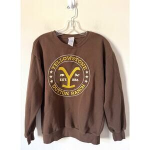 Yellowstone Dutton Ranch Official Crewneck Sweatshirt Brown Yellow Size Small